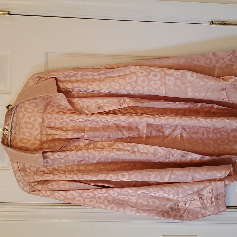 Oversized animal print satin button down shirt